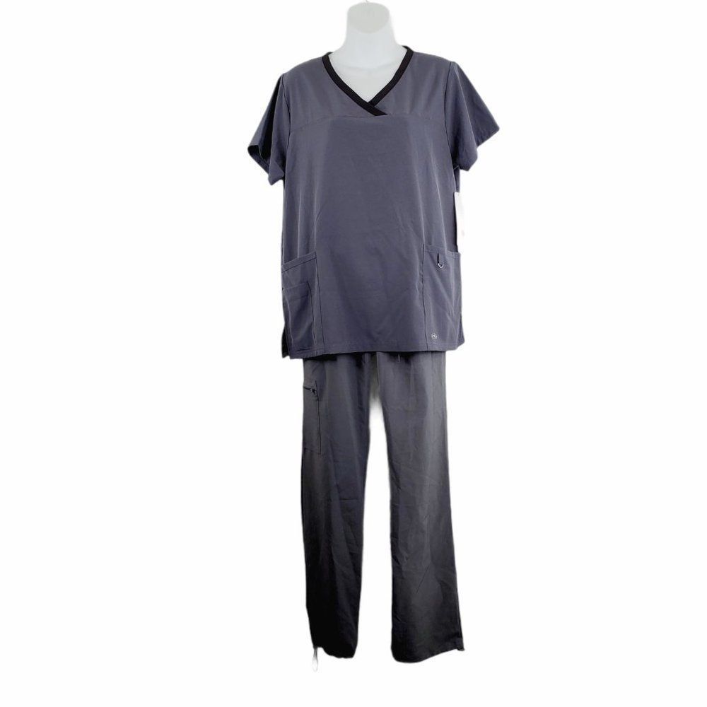 Scrubaid Womens Gray‎ Short Sleeve Scrub Set Size L